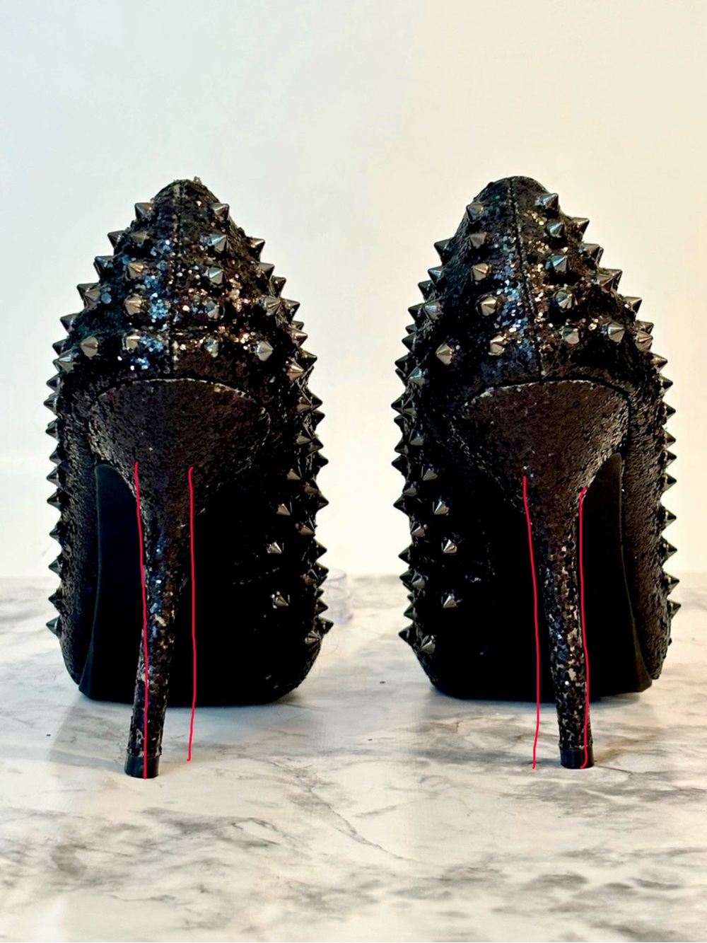 Steve Madden Black Studded Glitter Stiletto Heel - Picture 10 of 10